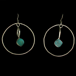 Sterling Silver & Aqua-Stone Hoops – EA4: Collection C1