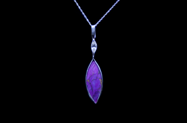 Handmade Copper and Purple Gemstone Pendant with Swarovski Crystal Marquis – P7