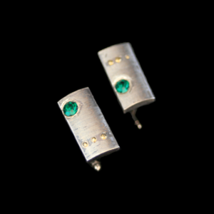 Sterling and Gold w-Austrian Swarovski Emerald Cufflinks